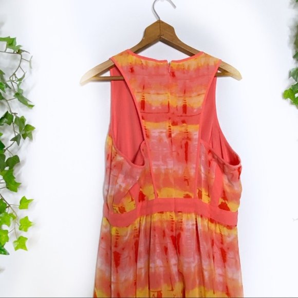 Calvin Klein Orange Tie Dye Sleeveless Maxi Dress Size 12 - Picture 4 of 8